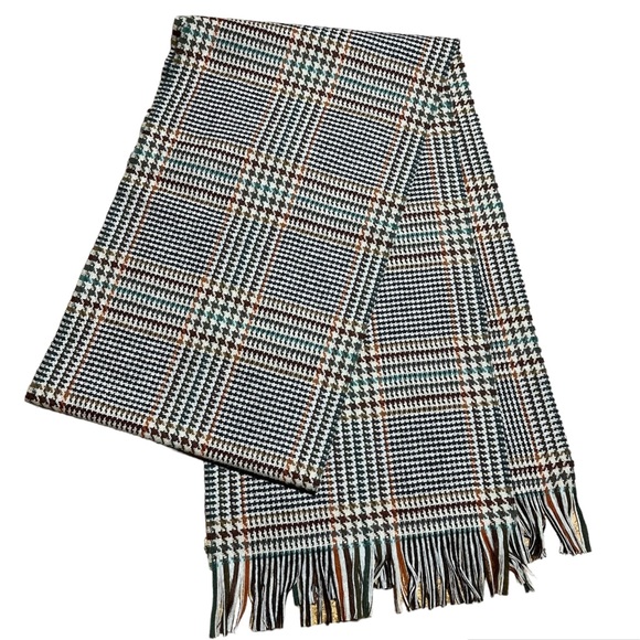 Men’s Glen Plaid Woven Fringed Scarf - Picture 1 of 12